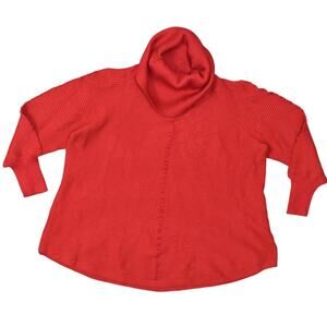 LYNN Women's Red Pullover Sweater Turtleneck Solid Plus Size 1X Rayon NWT